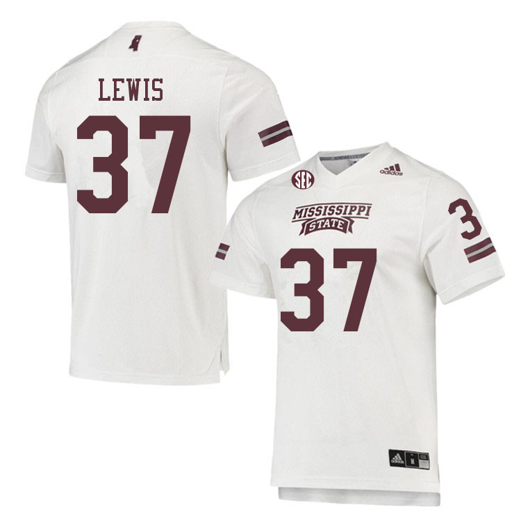 Men #37 John Lewis Mississippi State Bulldogs College Football Jerseys Sale-White - Click Image to Close